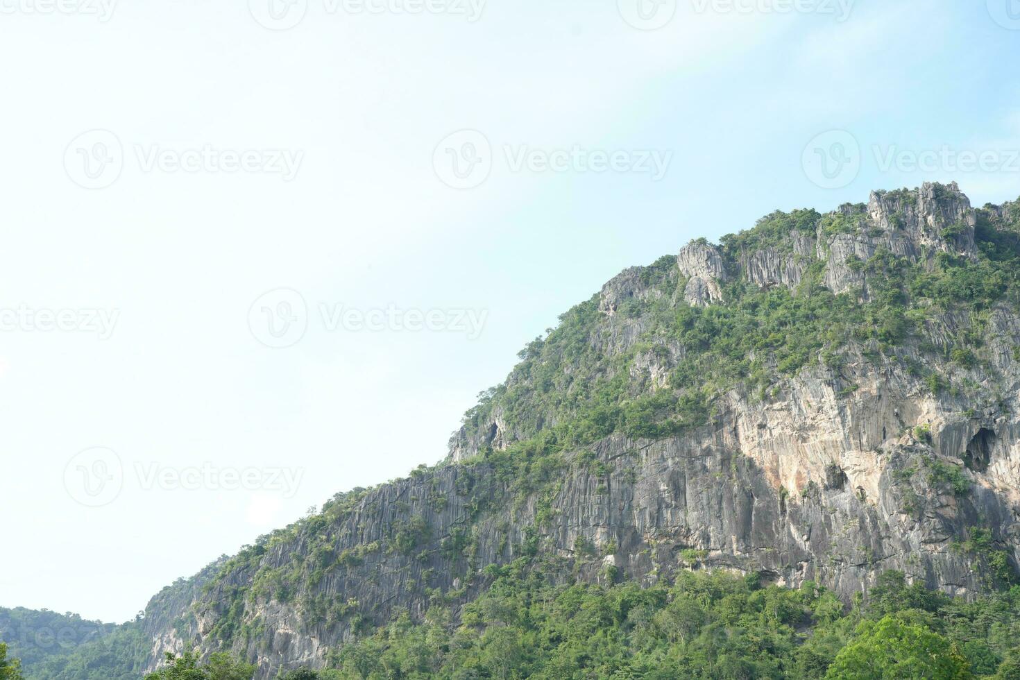 Limestone mountains in Thailand There are many bats living there. photo