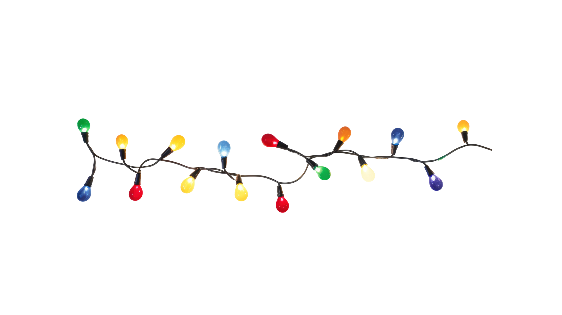 String of Christmas lights isolated on transparent background