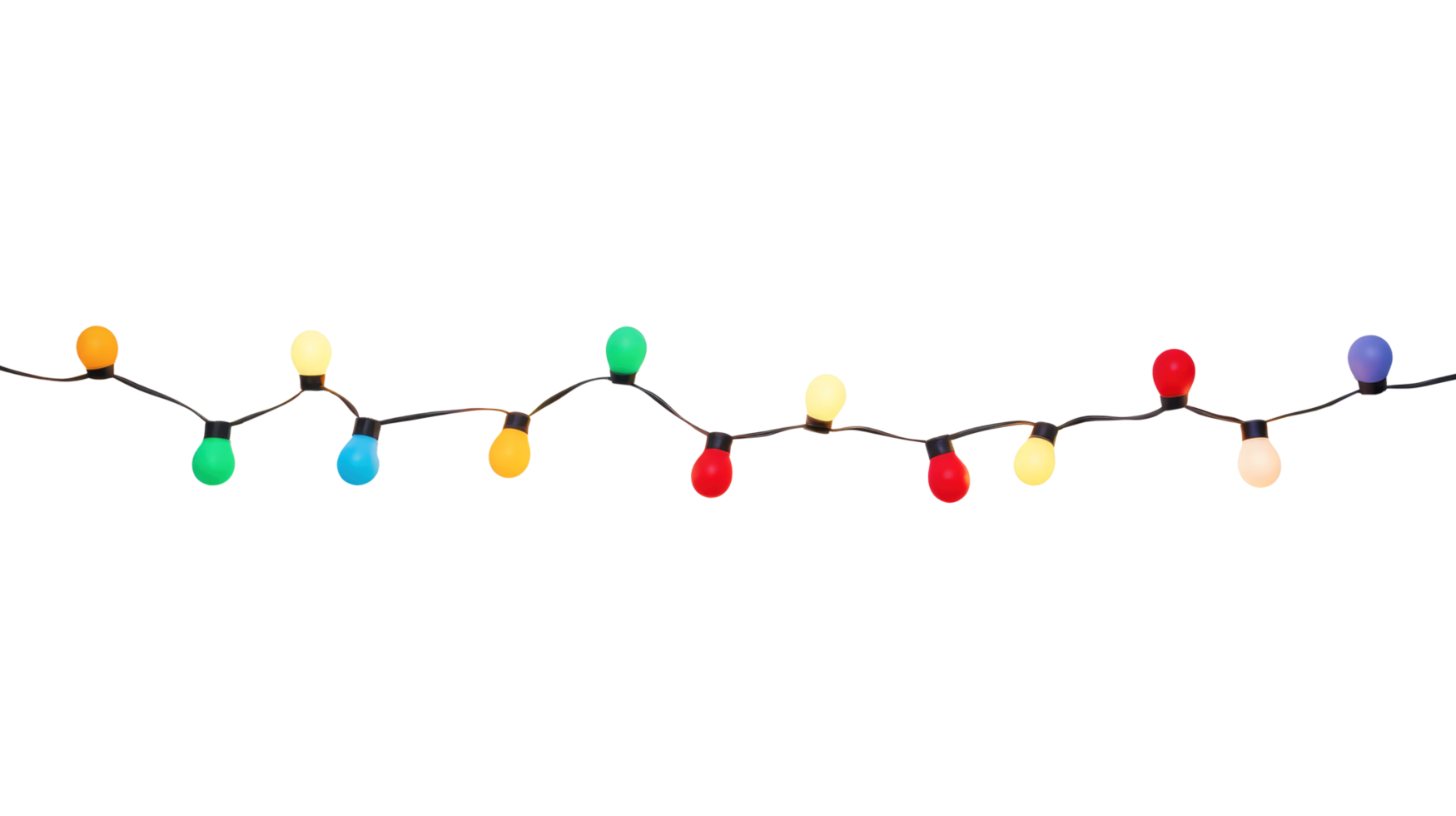 String of Christmas lights isolated on transparent background. Generative ai png