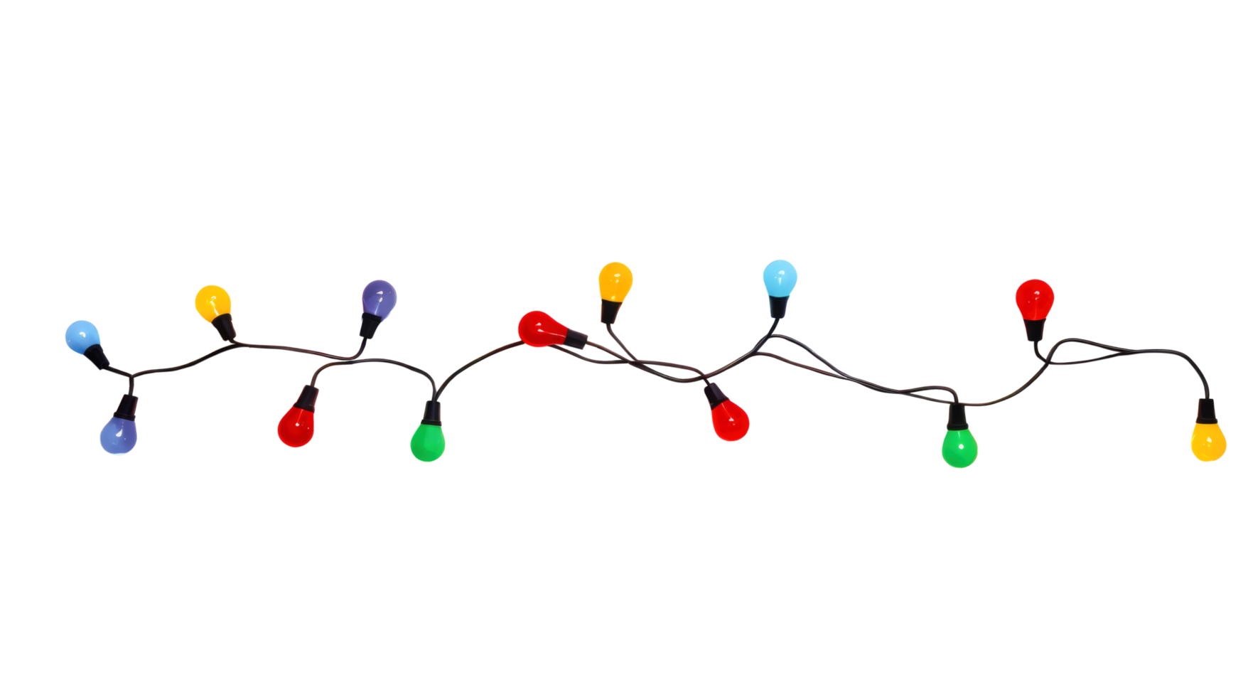 String of Christmas lights isolated on transparent background. Generative ai png