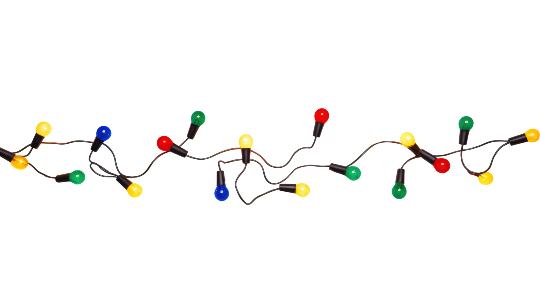 String of Christmas lights isolated on transparent background. Generative ai png