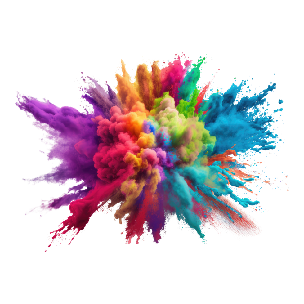 explosion of colored powder. clipart for design. isolated on transparent background. Generative ai png