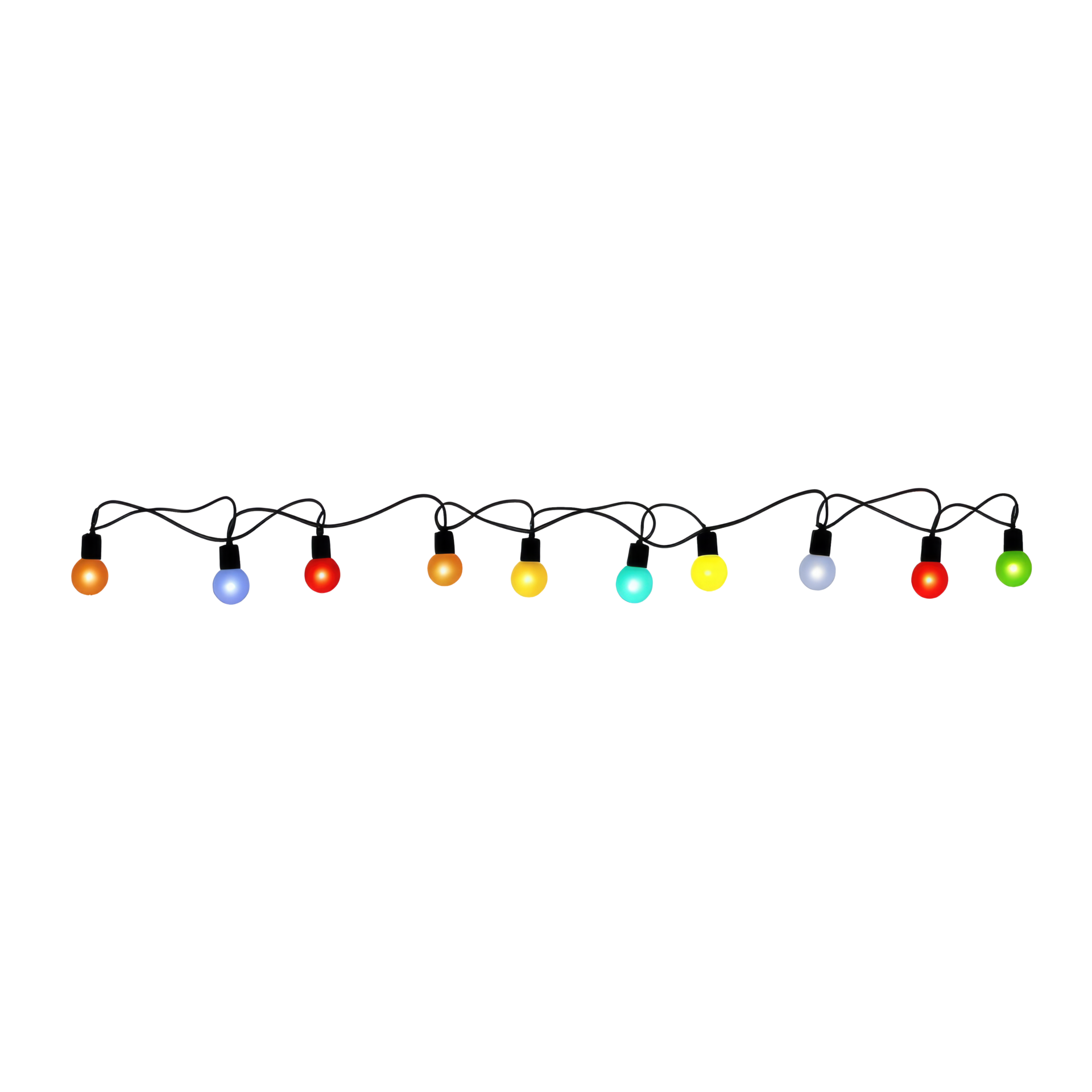 String of Christmas lights isolated on transparent background
