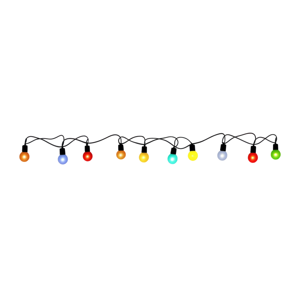 String of Christmas lights isolated on transparent background