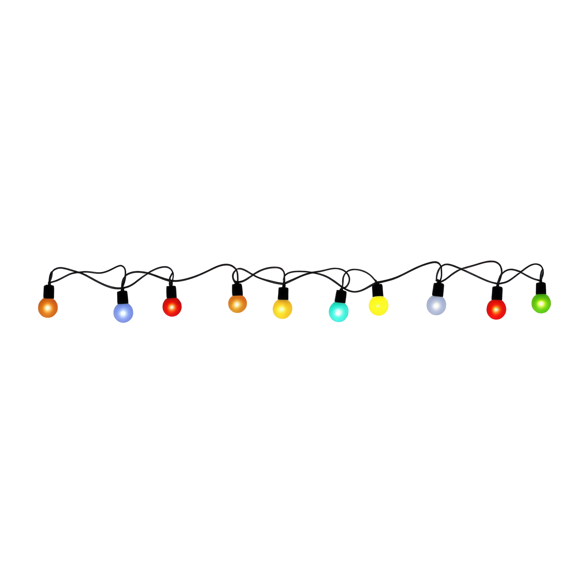 String of Christmas lights isolated on transparent background