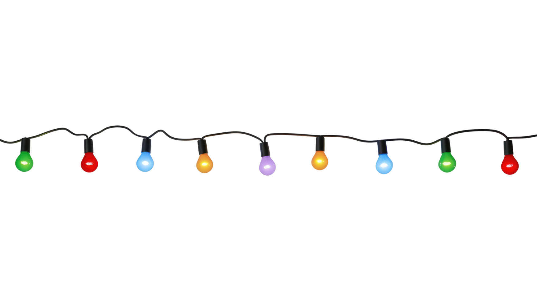 String of Christmas lights isolated on transparent background. Generative ai png