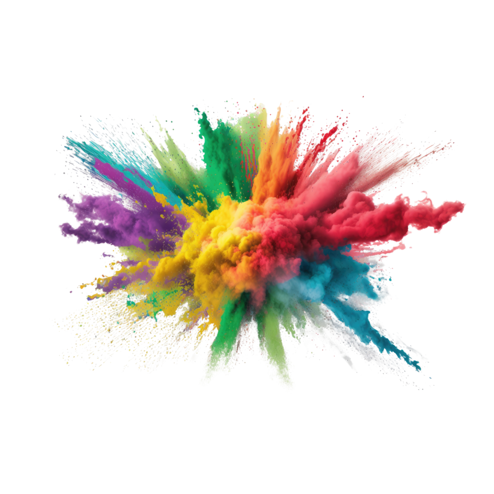 explosion of colored powder. clipart for design. isolated on transparent background. Generative ai png