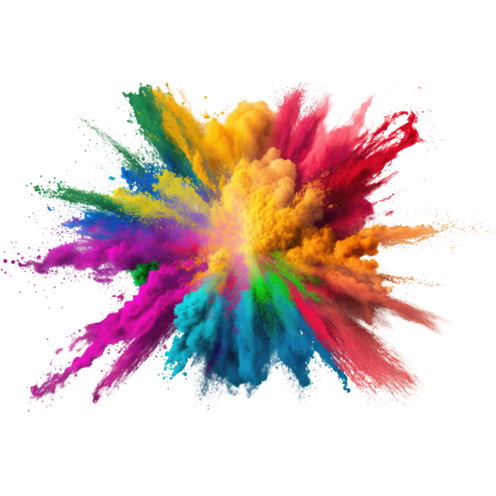 explosion of colored powder. clipart for design. isolated on transparent background. Generative ai png