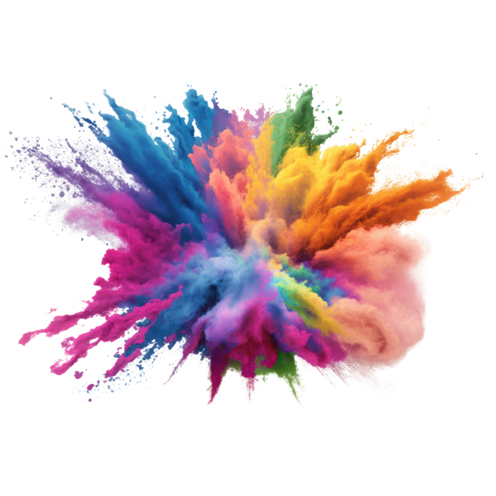 explosion of colored powder. clipart for design. isolated on transparent background. Generative ai png