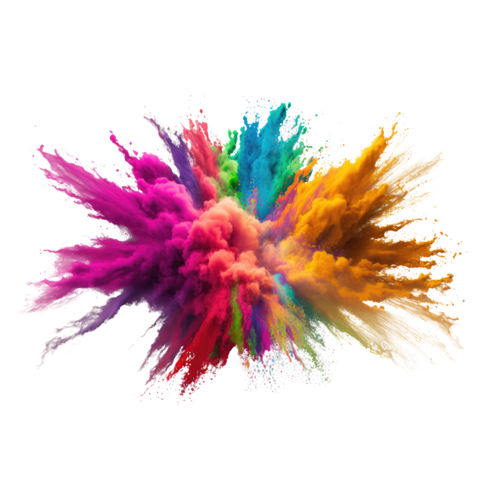 explosion of colored powder. clipart for design. isolated on transparent background. Generative ai png