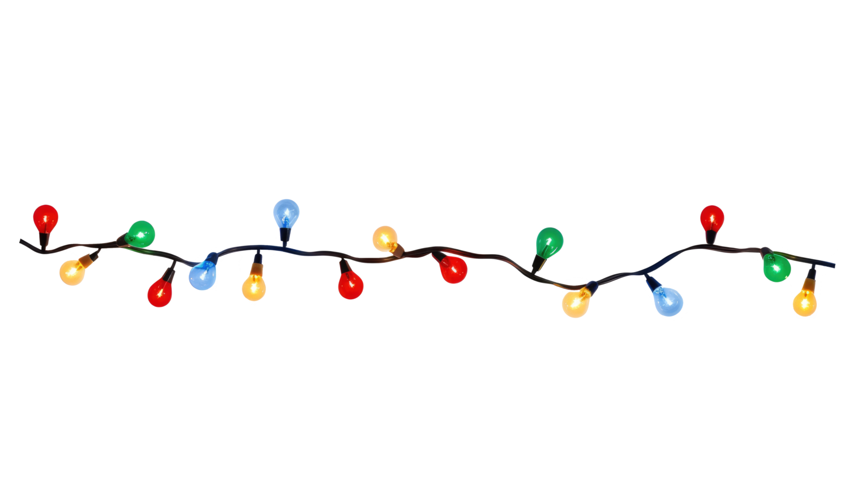 String of Christmas lights isolated on transparent background. Generative ai png