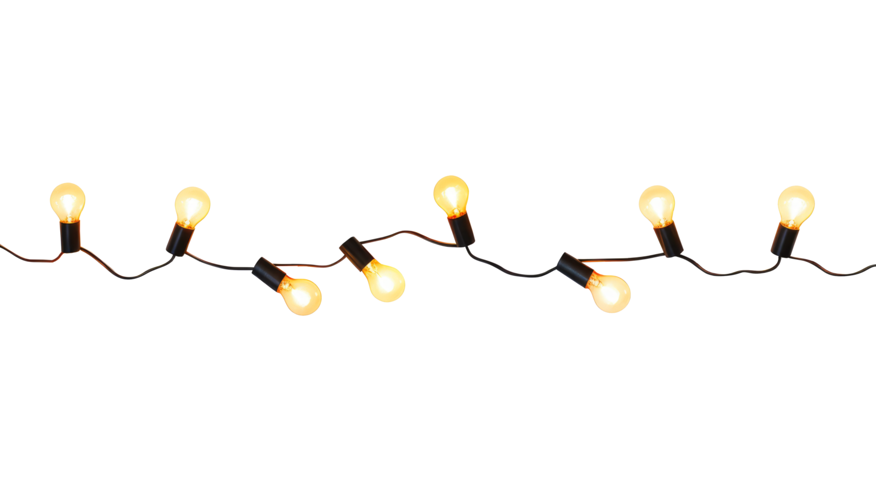 String of Christmas lights isolated on transparent background. Generative ai png