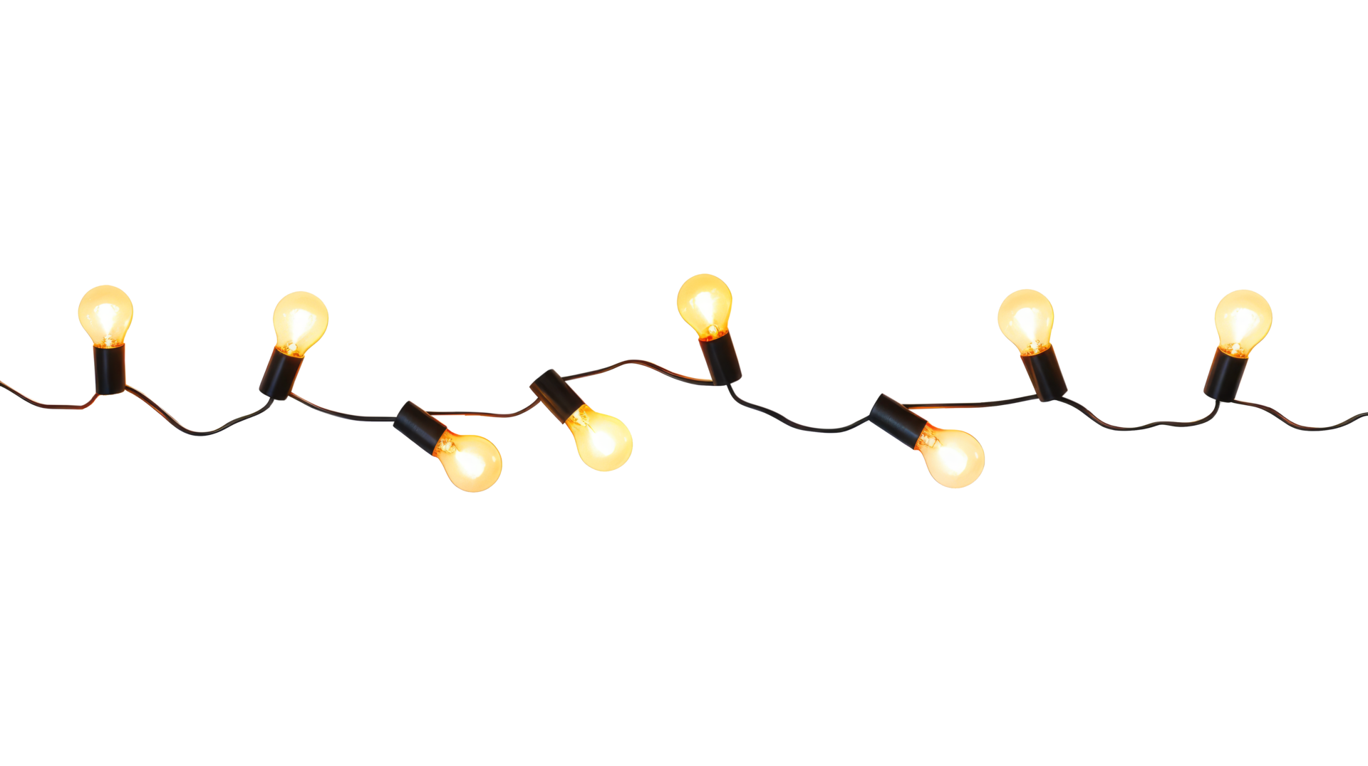 String of Christmas lights isolated on transparent background