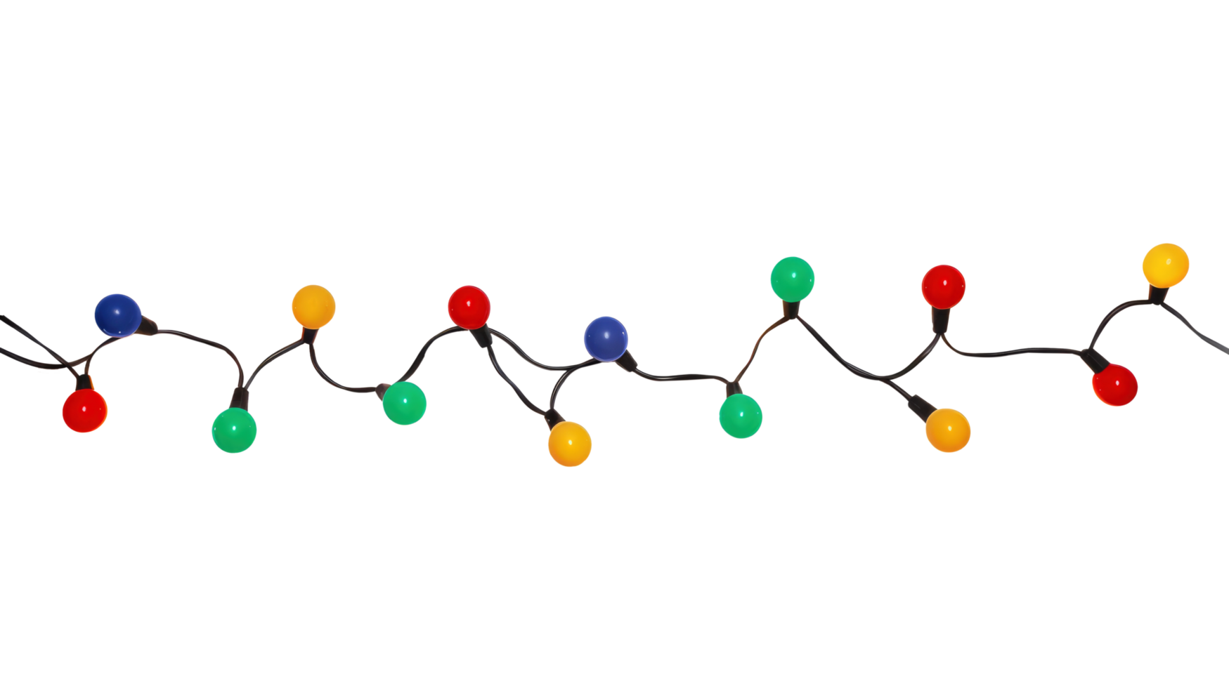 String of Christmas lights isolated on transparent background. Generative ai png