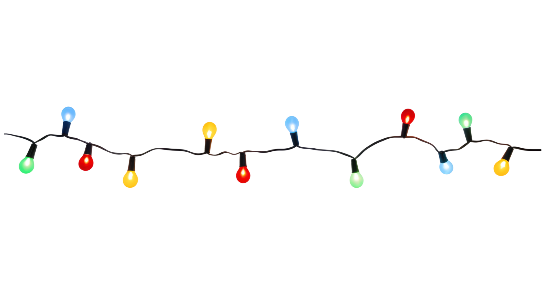 String of Christmas lights isolated on transparent background. Generative ai png