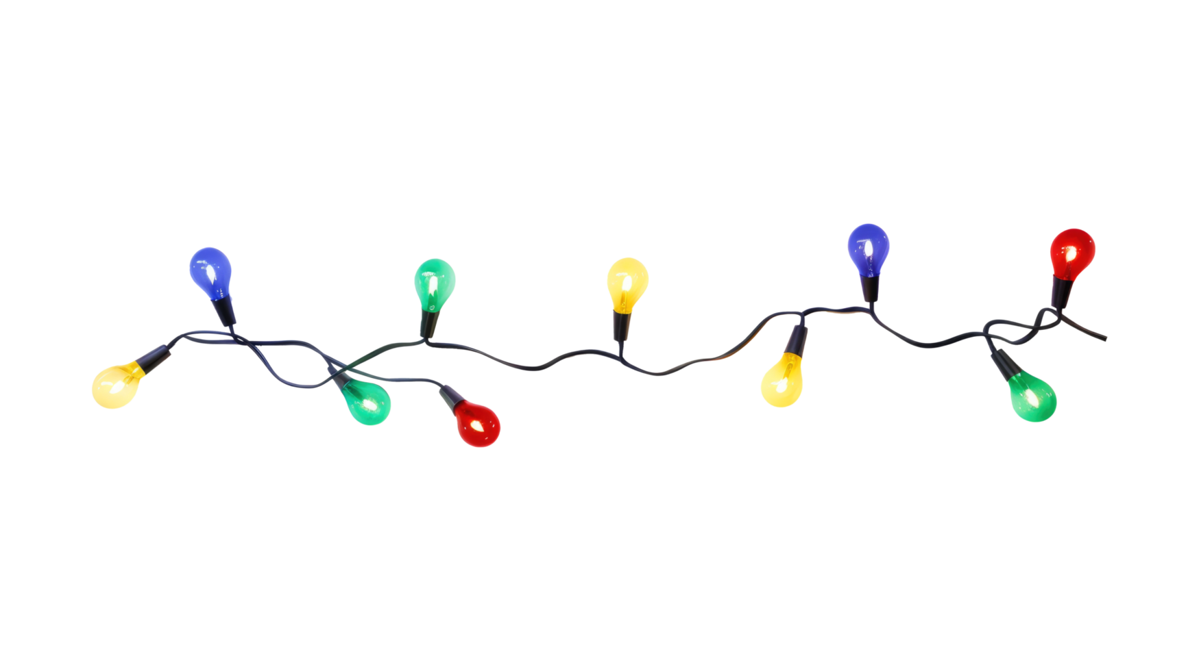 String of Christmas lights isolated on transparent background. Generative ai png