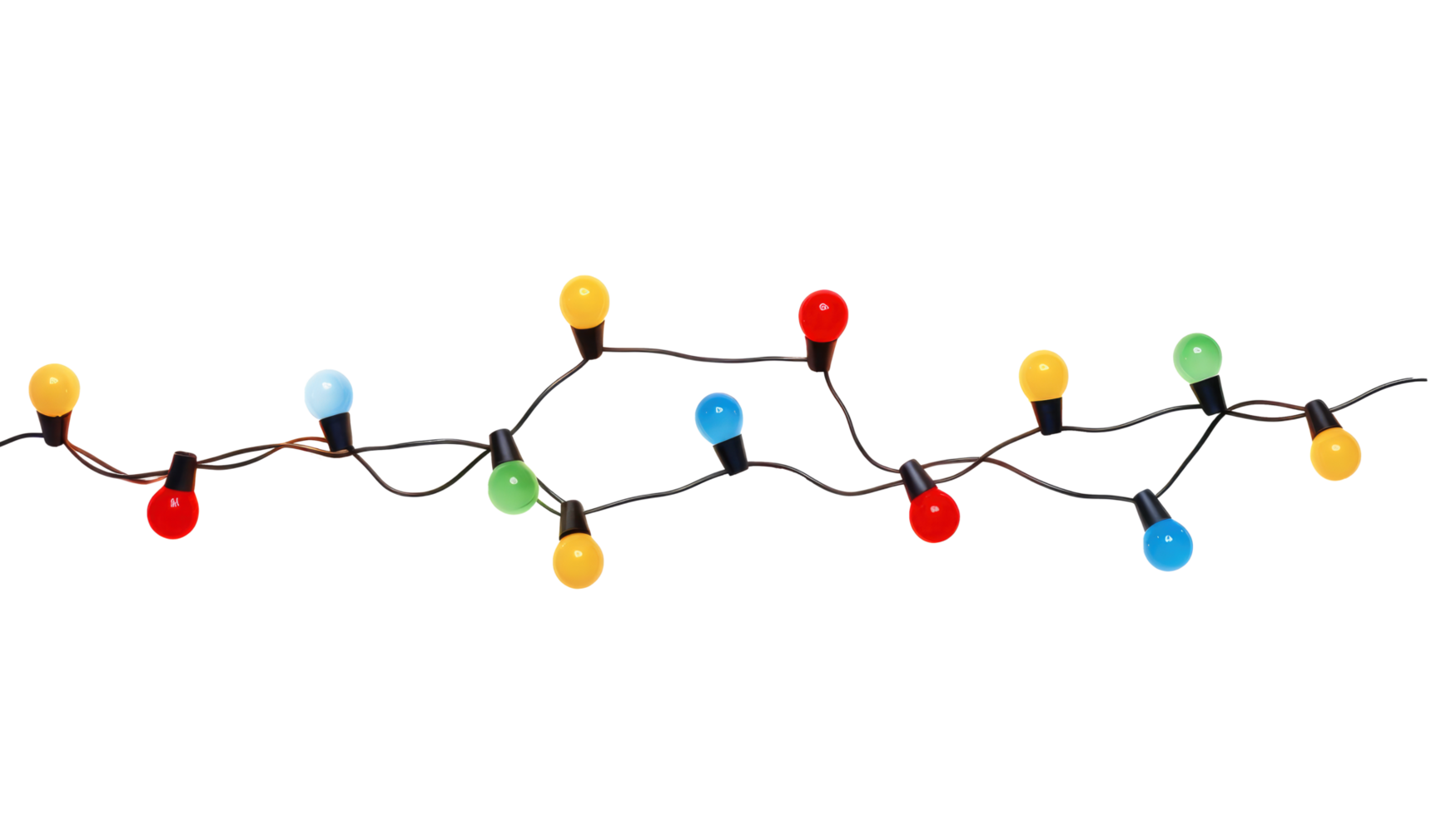 String of Christmas lights isolated on transparent background. Generative ai png