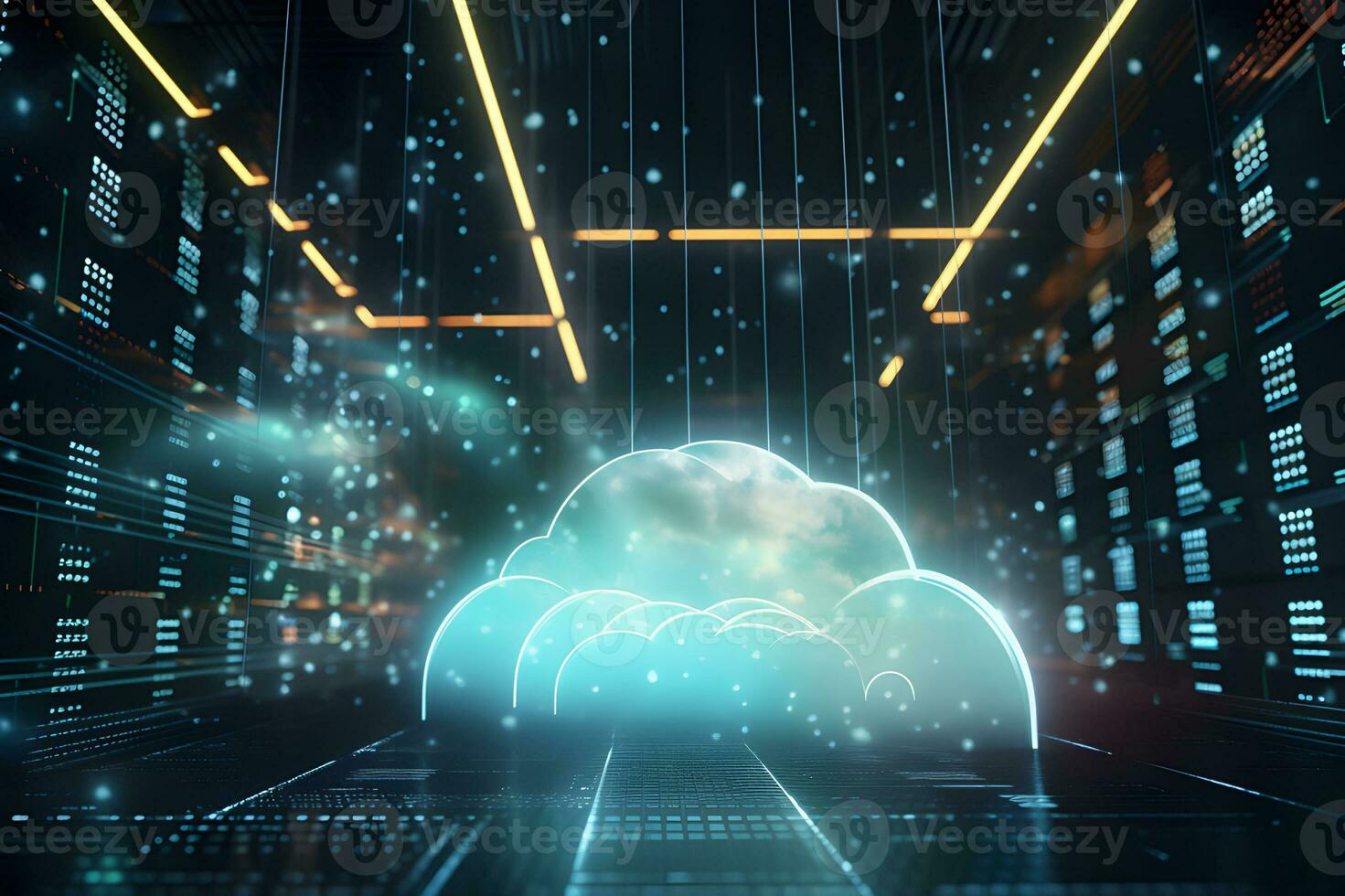 Generative AI. Neon Cloud Computing The Future of Technology photo