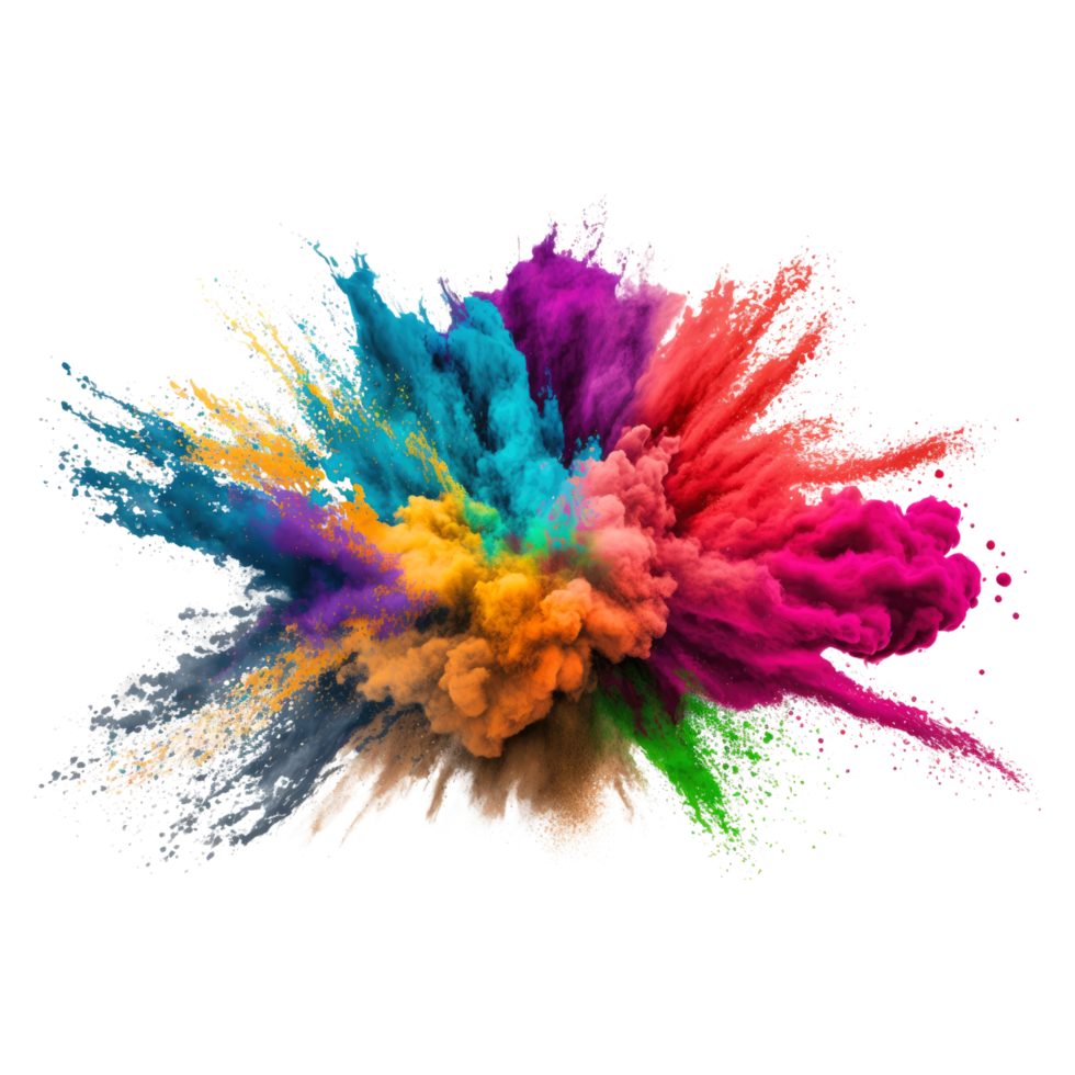 explosion of colored powder. clipart for design. isolated on transparent background. Generative ai png