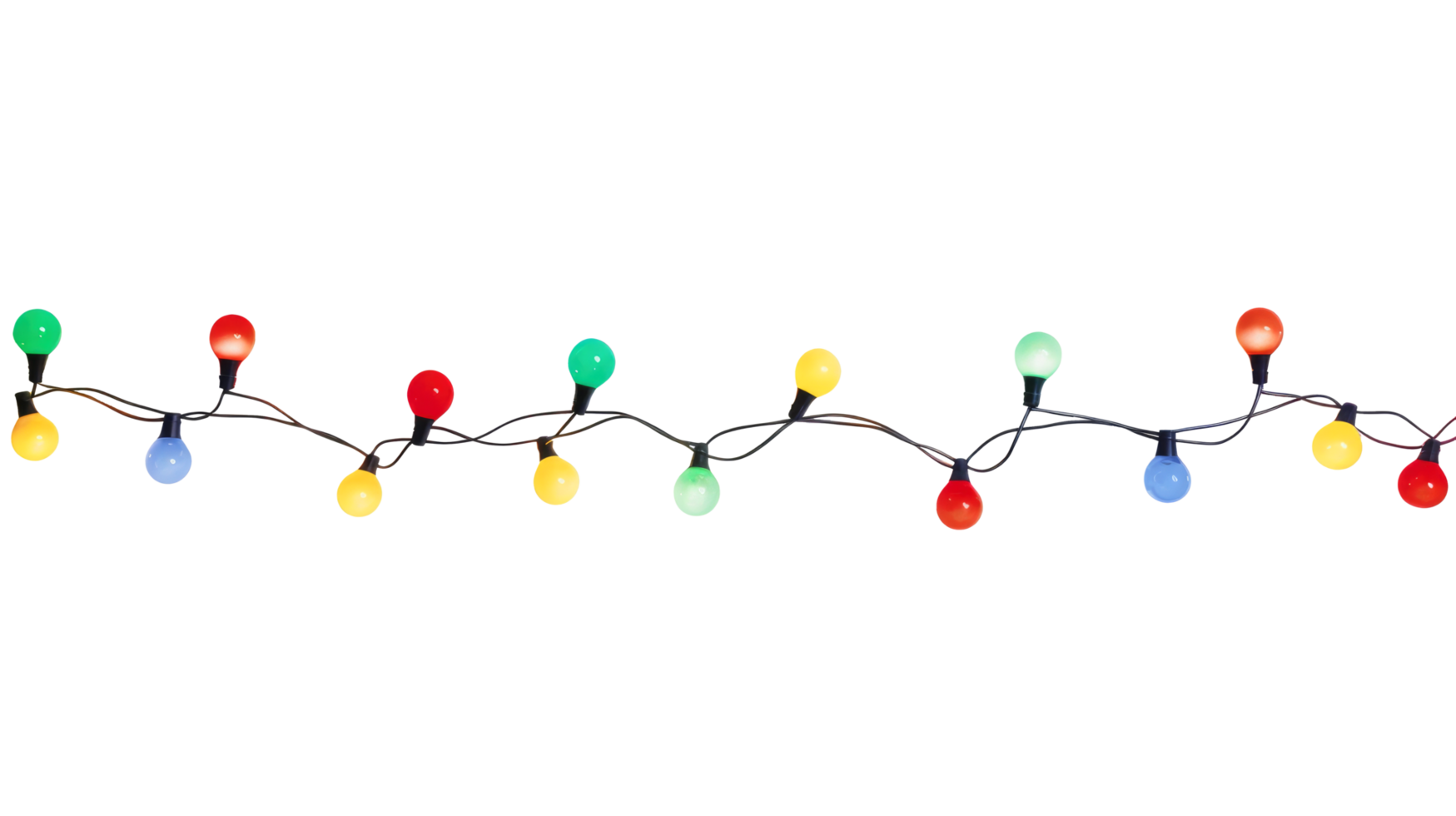 String of Christmas lights isolated on transparent background. Generative ai png