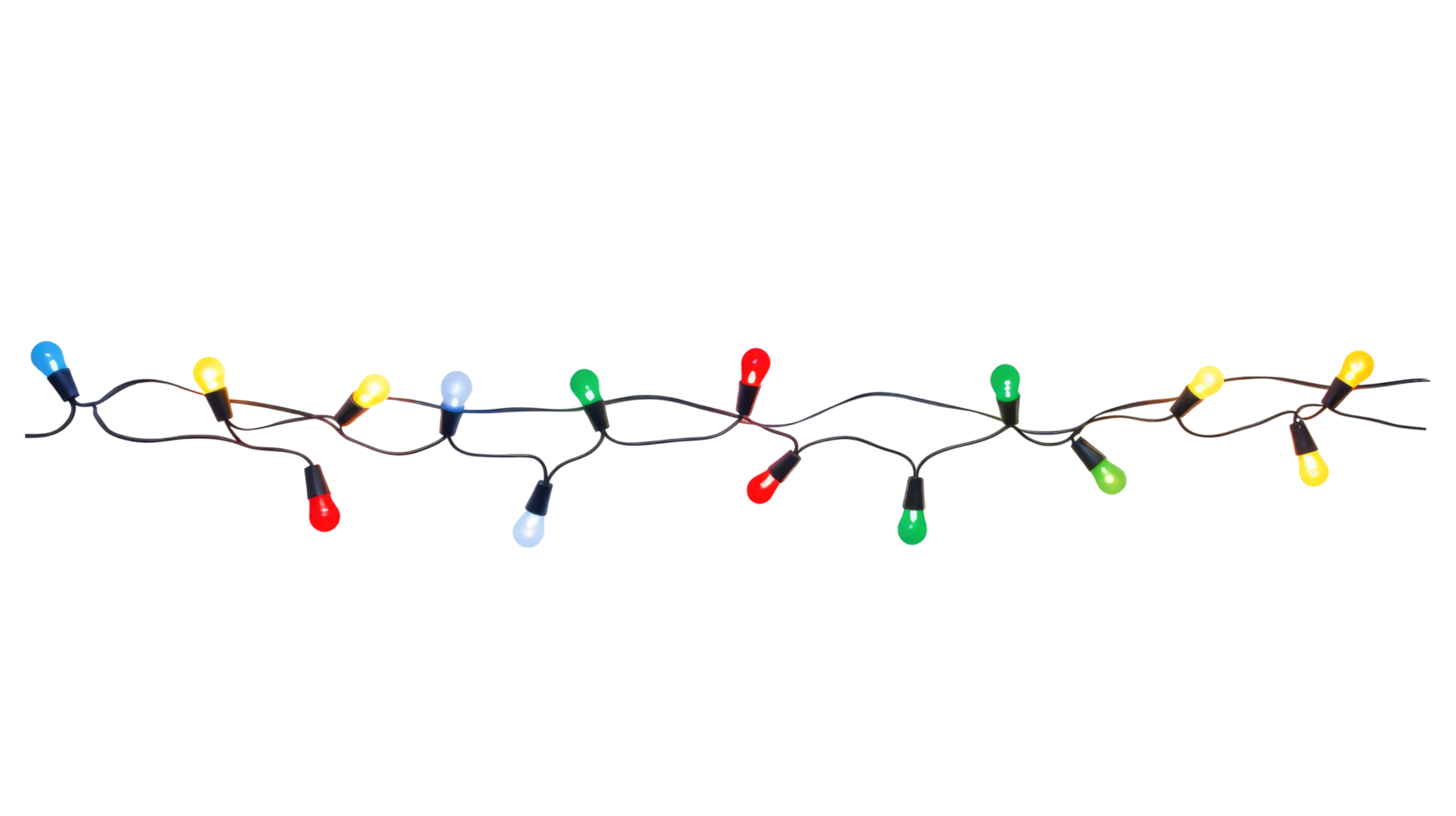 String of Christmas lights isolated on transparent background. Generative ai png