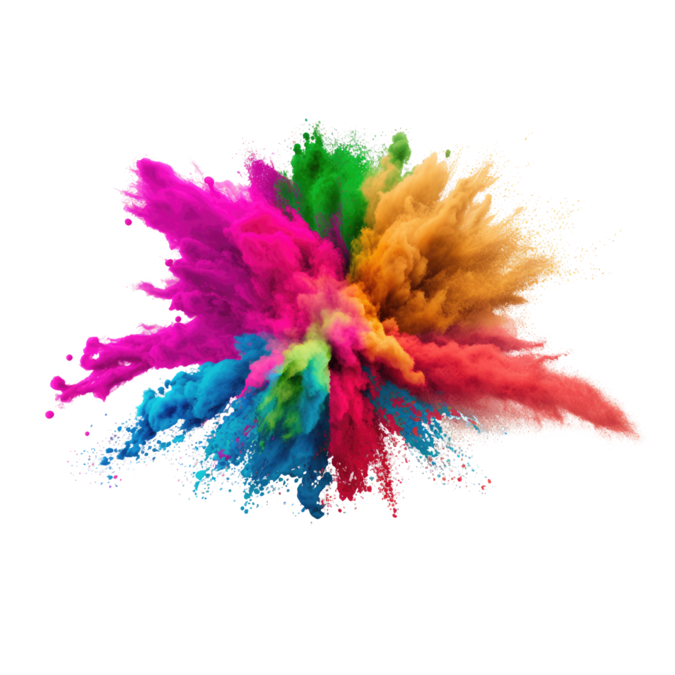 explosion of colored powder. clipart for design. isolated on transparent background. Generative ai png