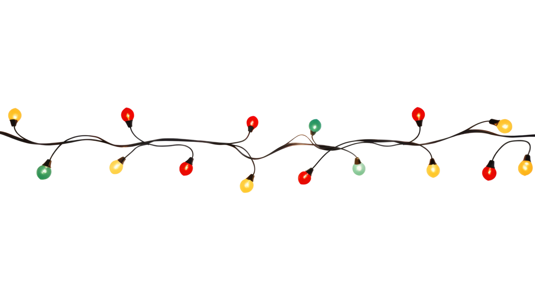 String of Christmas lights isolated on transparent background