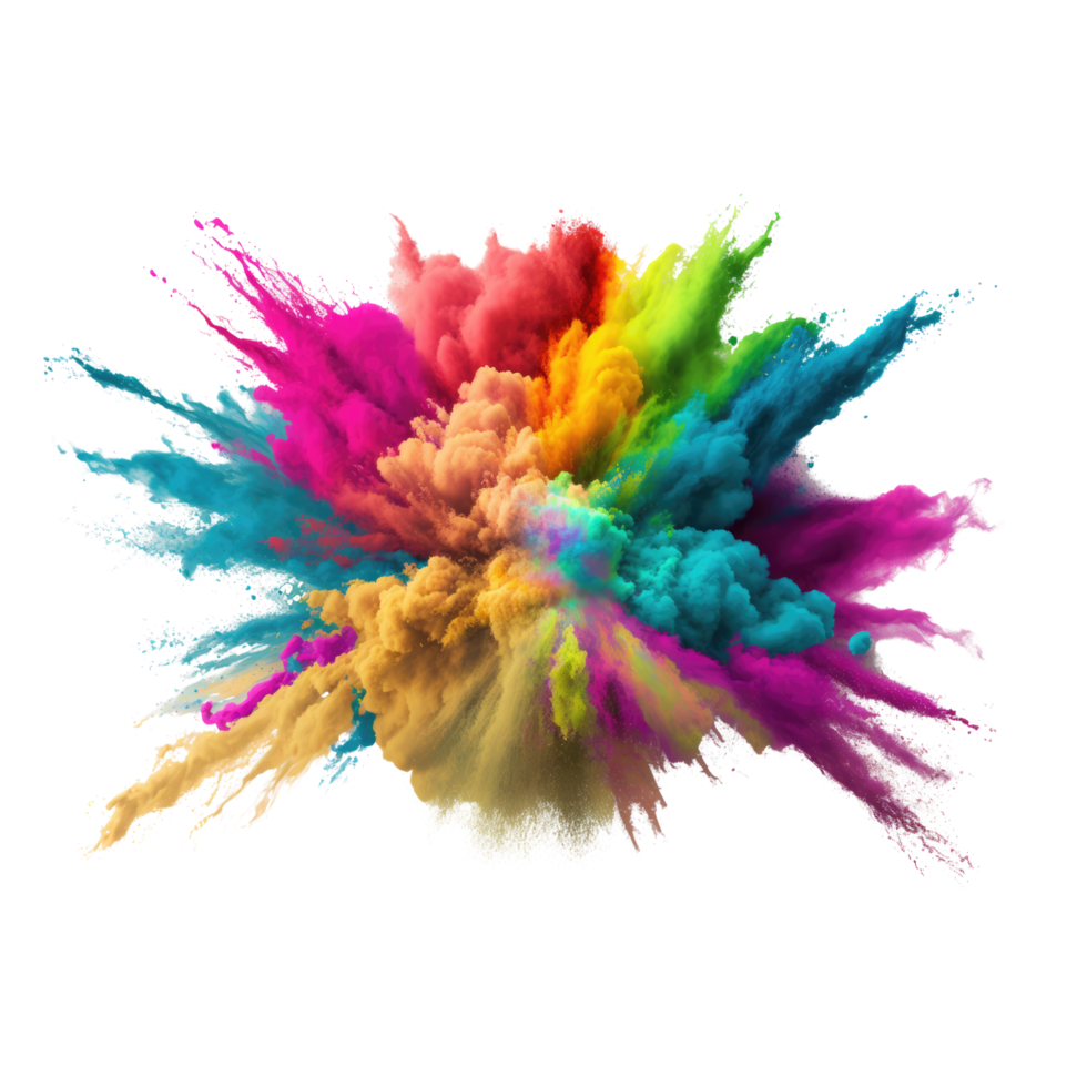 explosion of colored powder. clipart for design. isolated on transparent background. Generative ai png