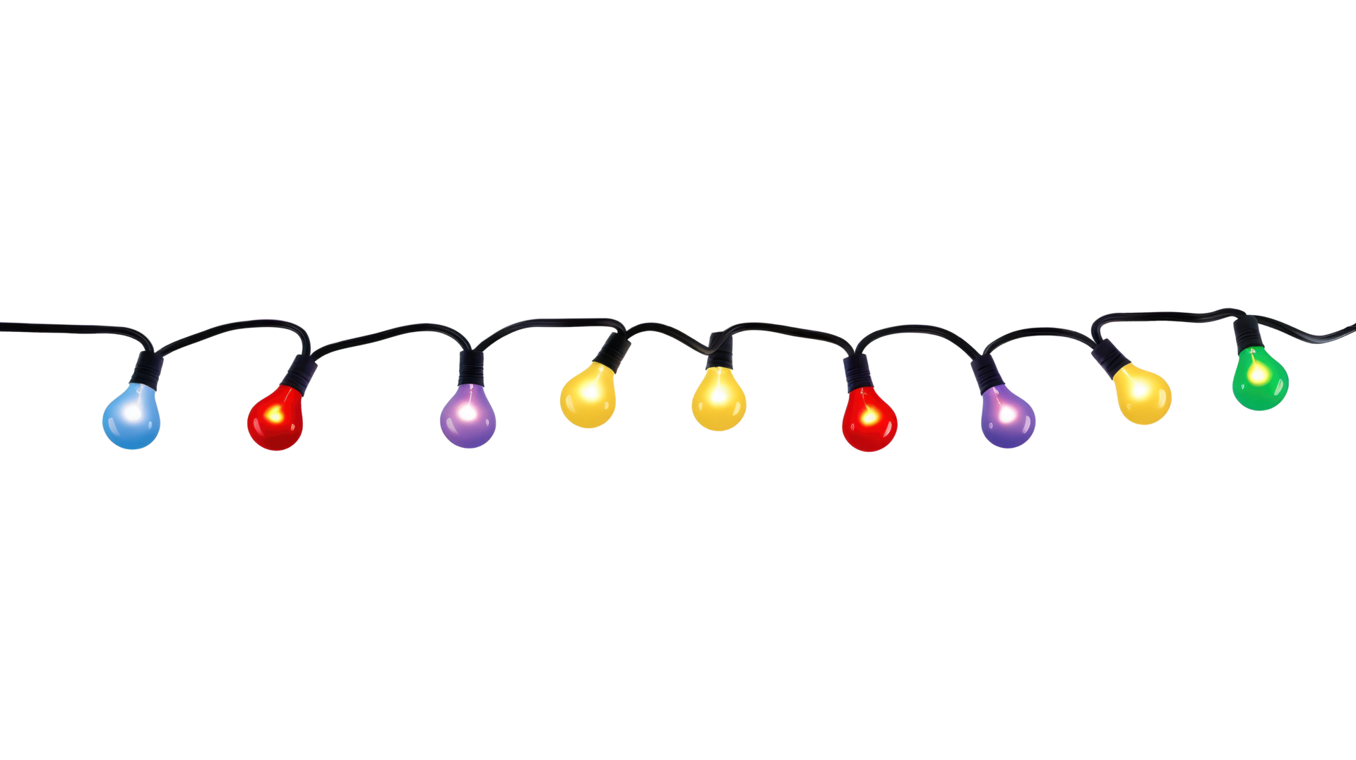 String of Christmas lights isolated on transparent background