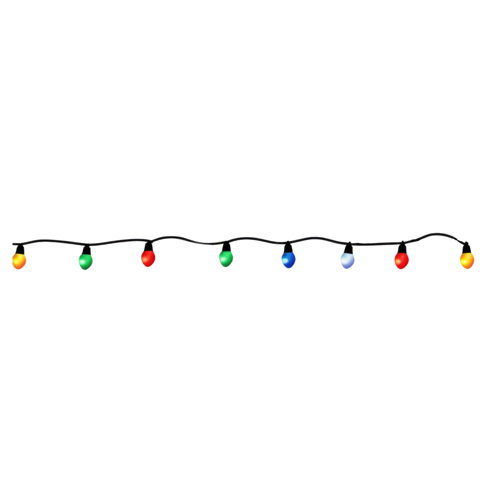 String of Christmas lights isolated on transparent background. Generative ai png