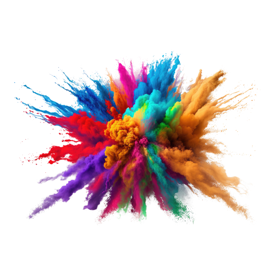 explosion of colored powder. clipart for design. isolated on transparent background. Generative ai png