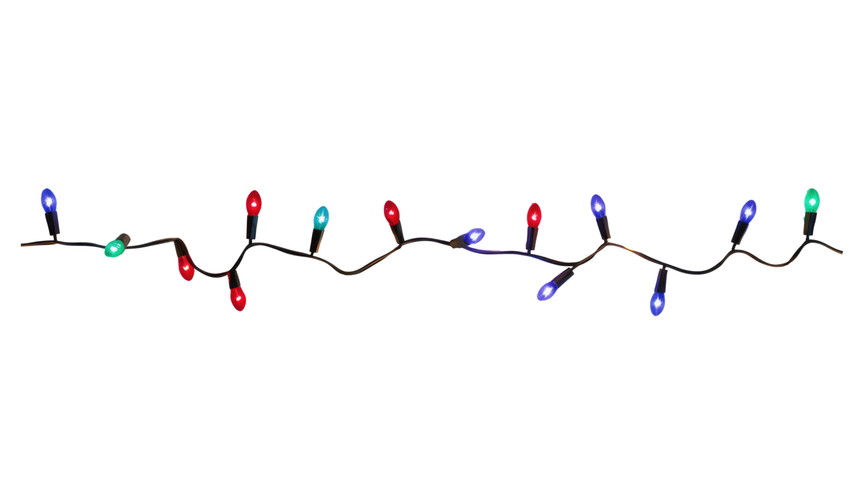 String of Christmas lights isolated on transparent background. Generative ai png