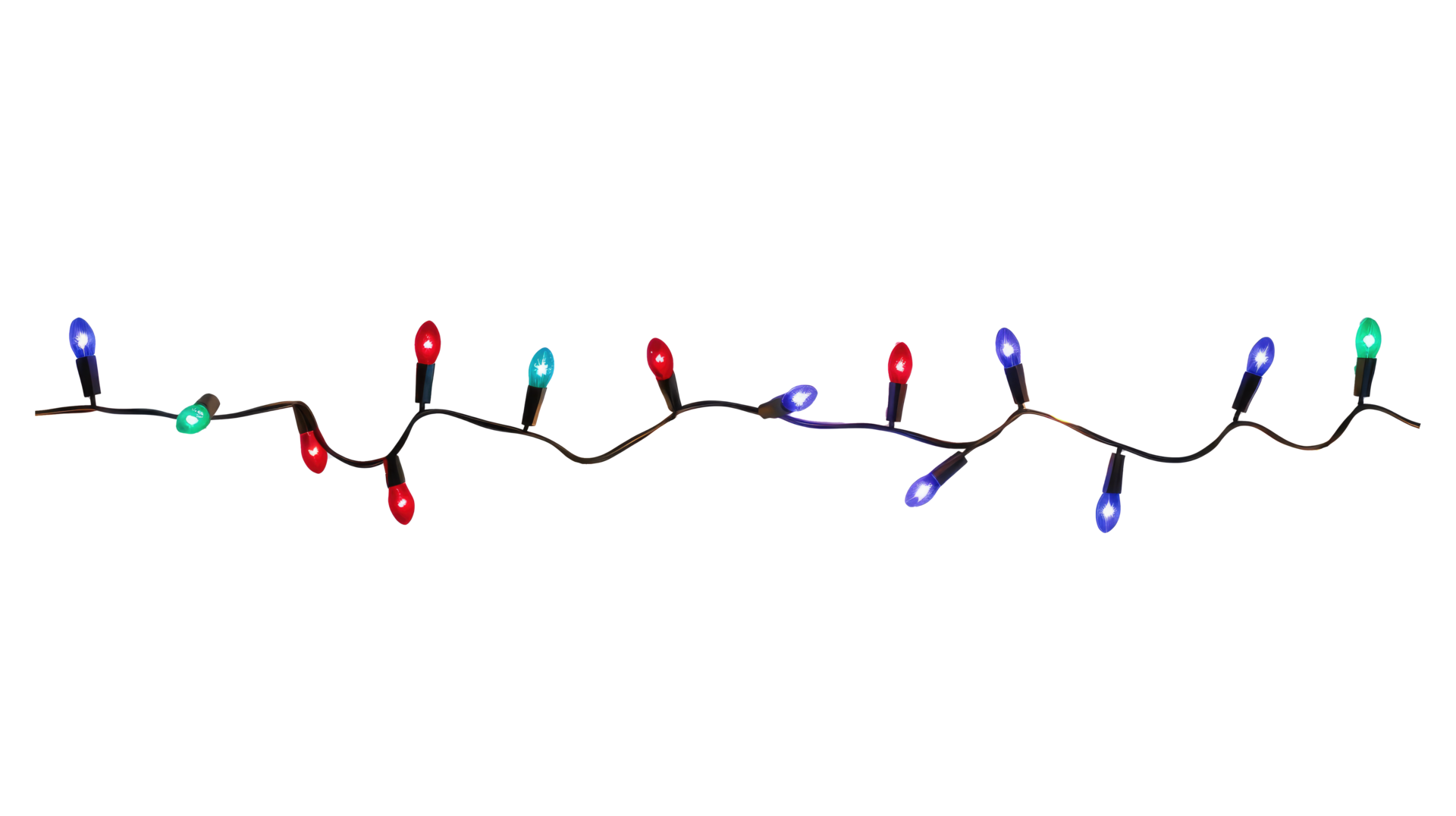 String of Christmas lights isolated on transparent background