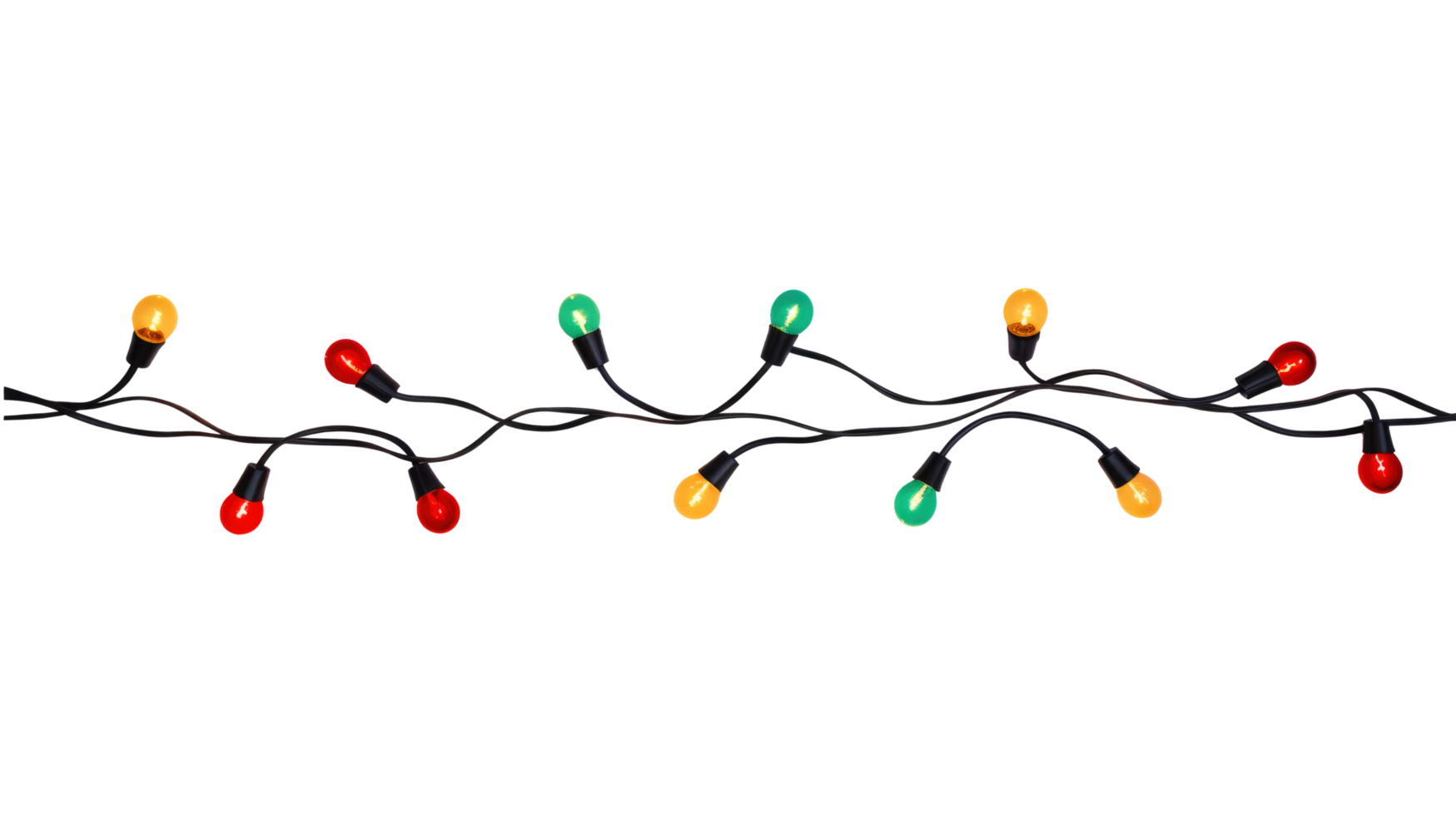 String of Christmas lights isolated on transparent background. Generative ai png