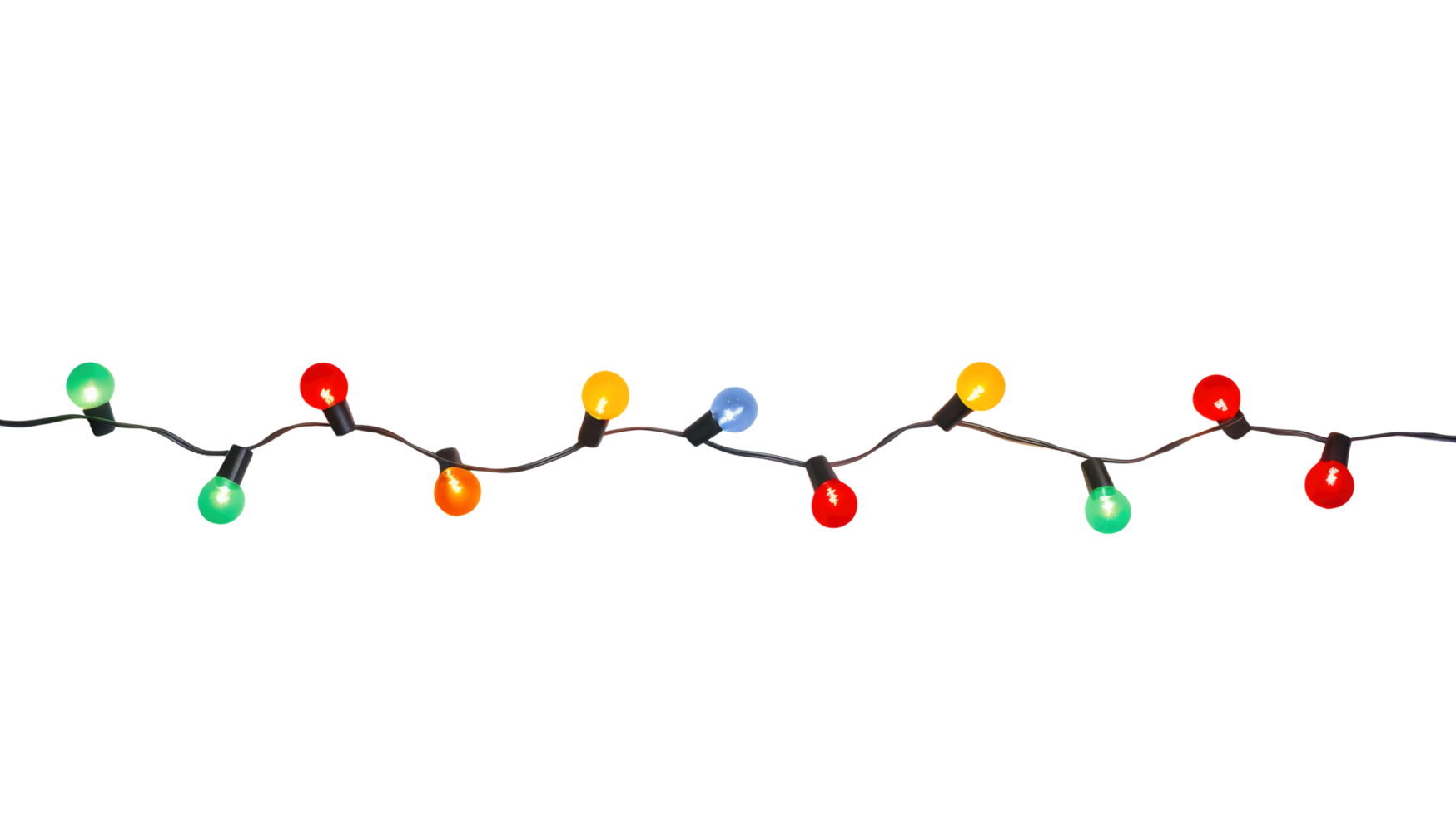 String of Christmas lights isolated on transparent background. Generative ai png