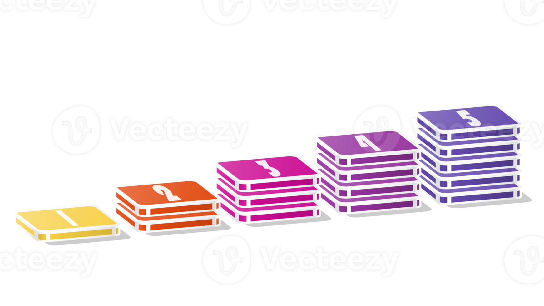 Bar chart rectangular 3d, Infographics elements diagram with 5 steps. png