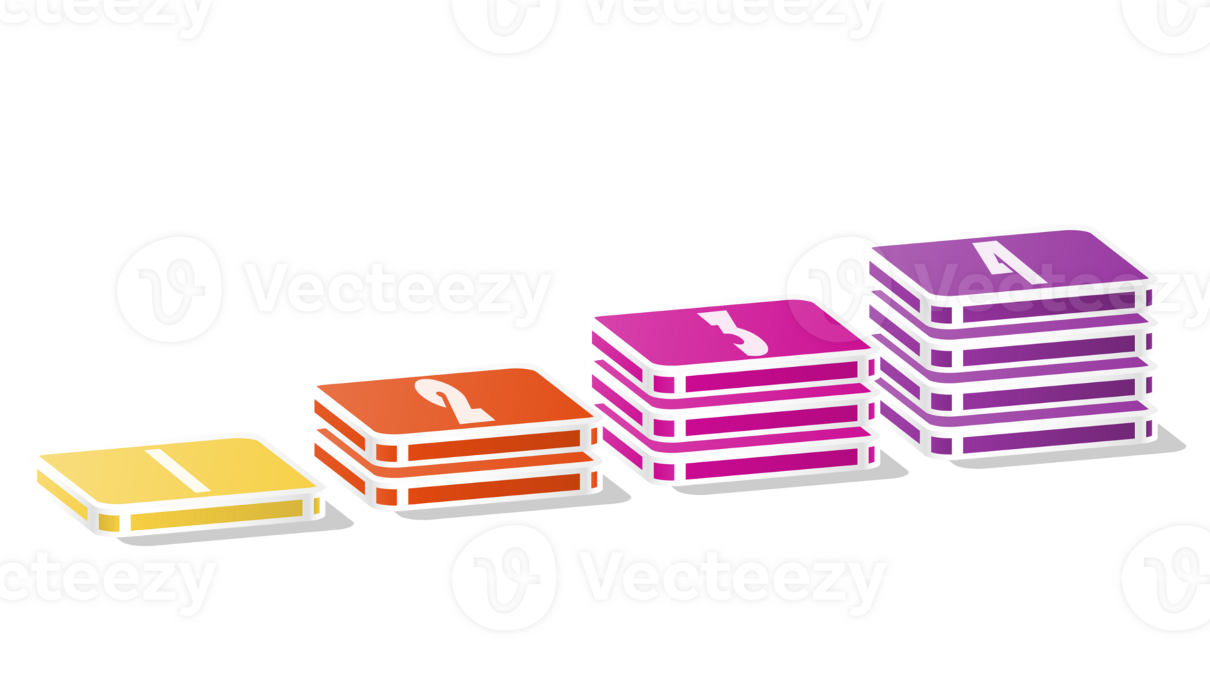 Bar chart rectangular 3d, Infographics elements diagram with 4 steps. png