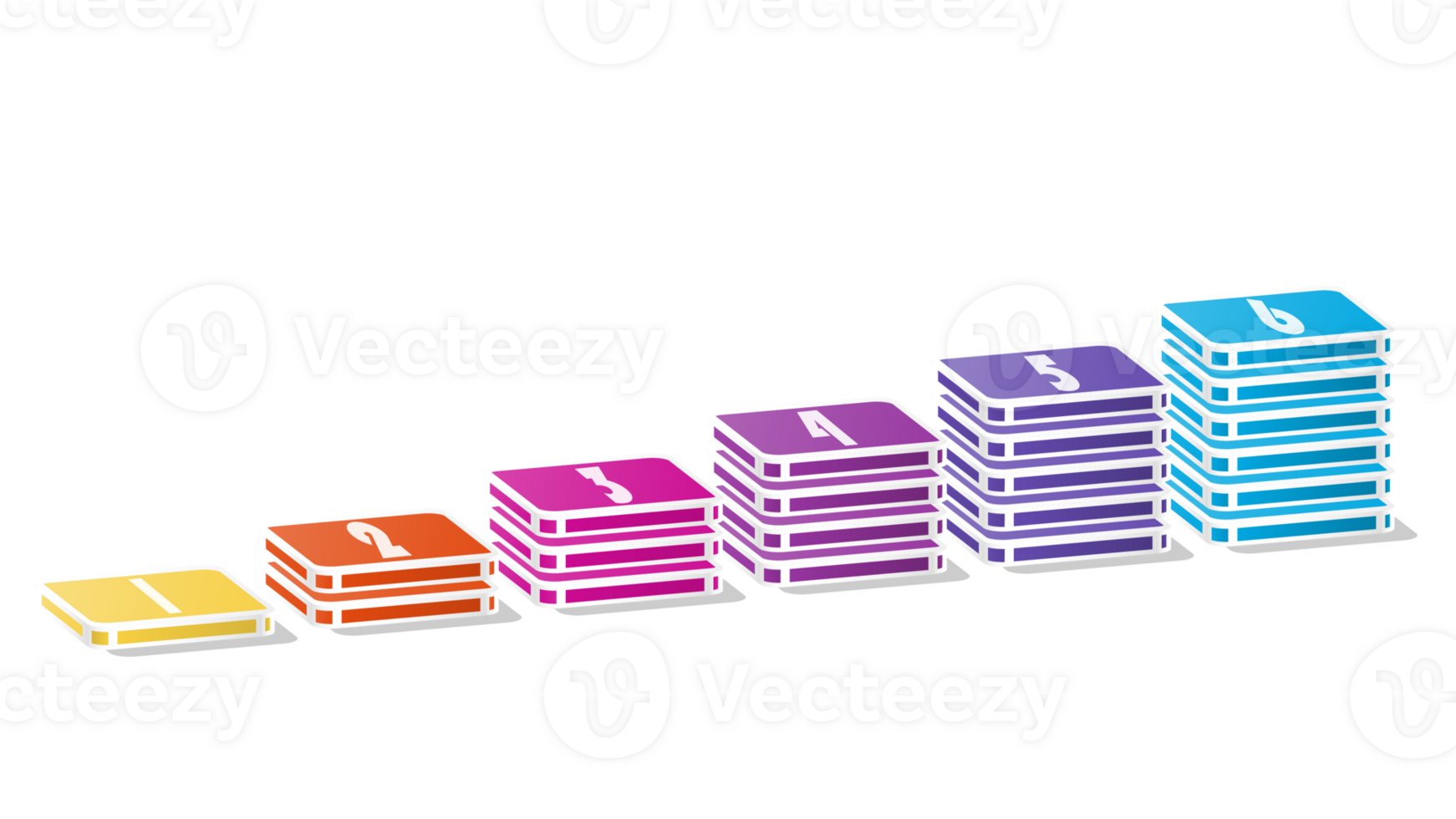 Bar chart rectangular 3d, Infographics elements diagram with 6 steps. png