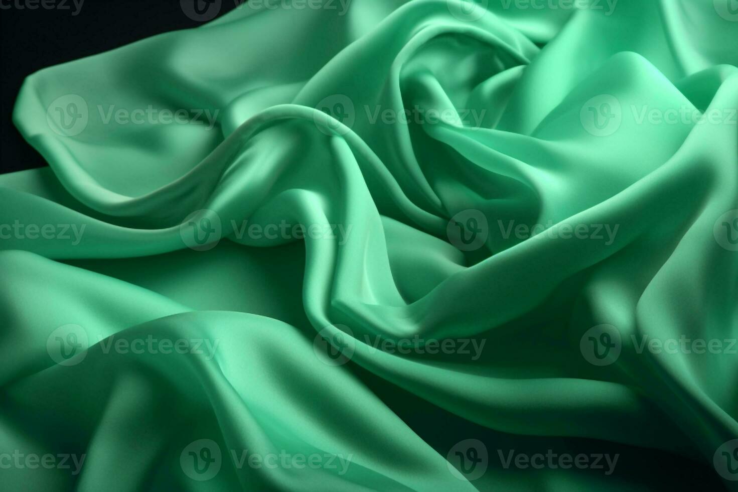 Smooth and Soft Green Satin Silk Background. Generative AI photo