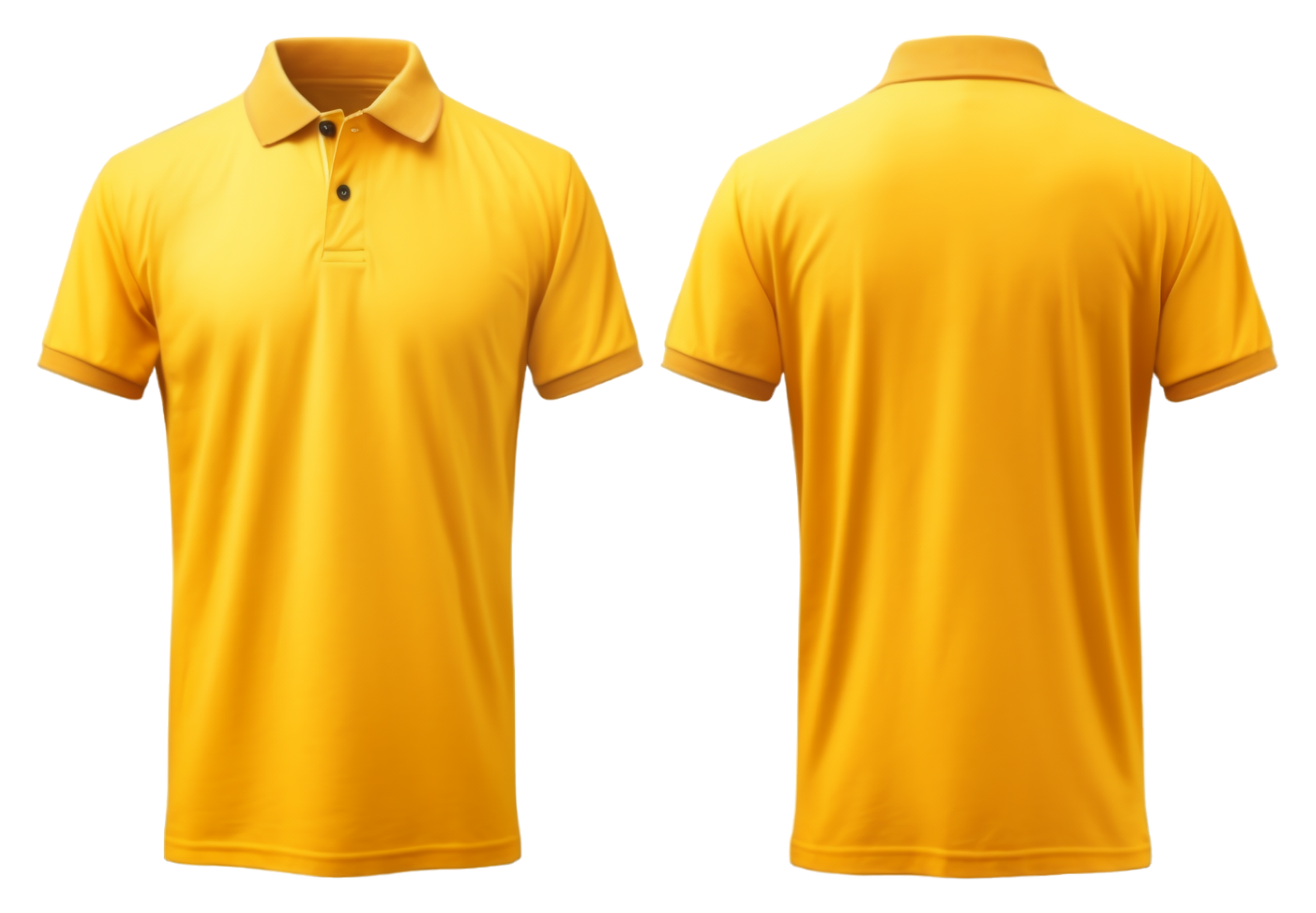 plain yellow polo shirt mockup design. front and back views. isolated ...