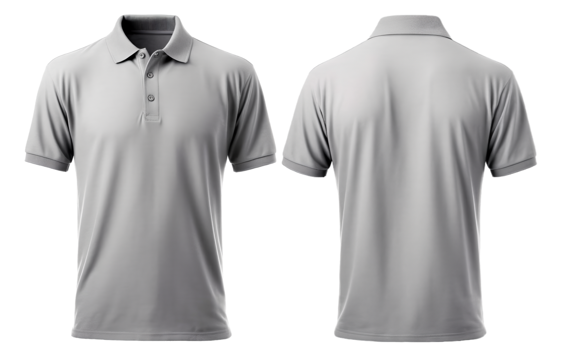 plain gray polo t-shirt mockup design. front and back views. isolated ...