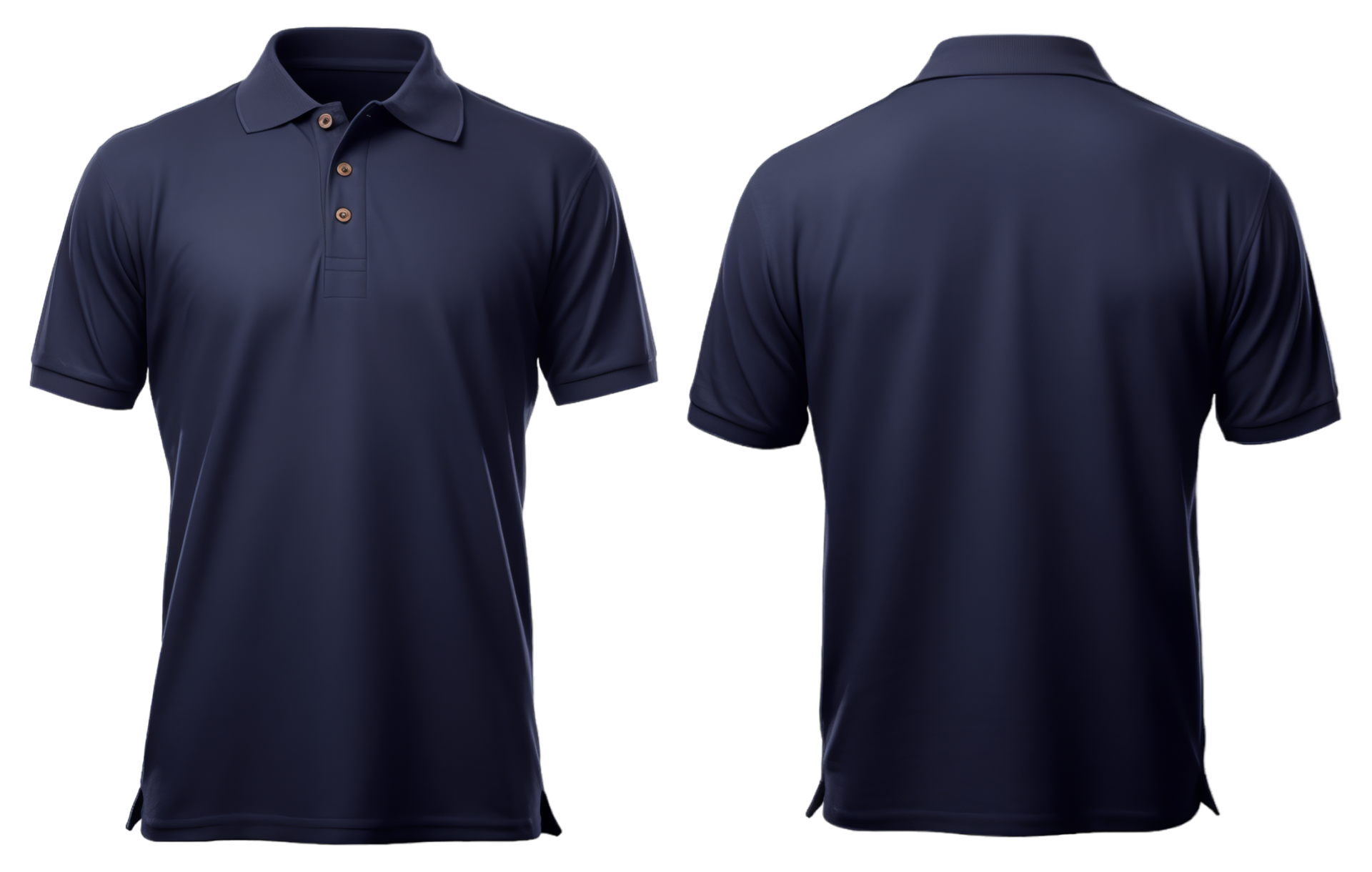 plain navy or dark blue polo t-shirt mockup design. front and back ...