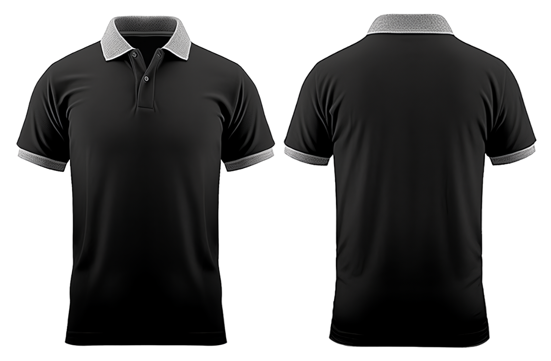 black polo t shirt mockup design with gray collar front and back