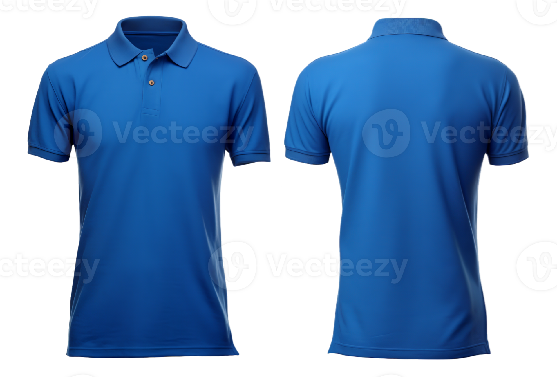 plain blue polo t-shirt mockup design. front and back views. isolated ...