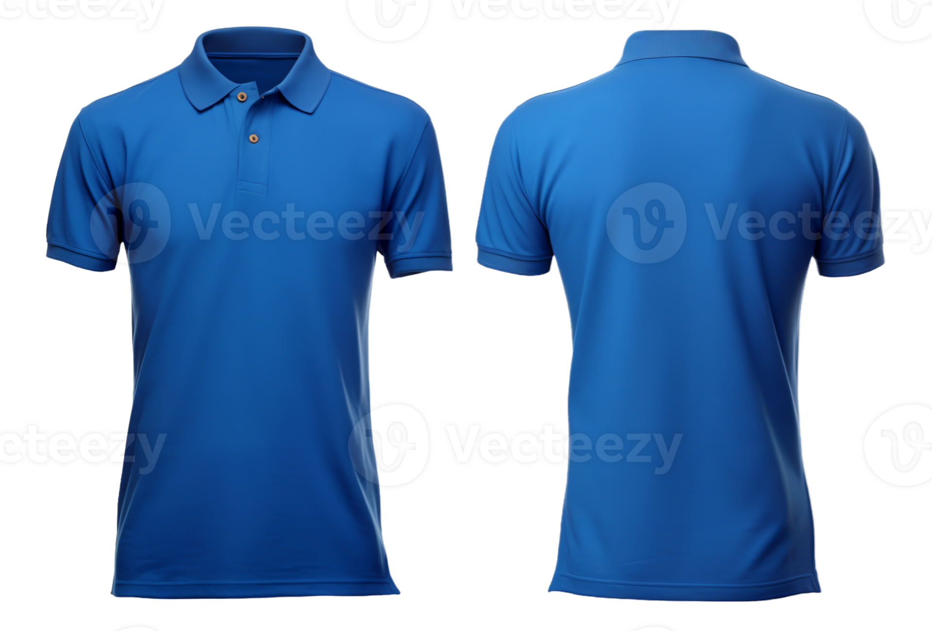 plain blue polo t-shirt mockup design. front and back views. isolated ...