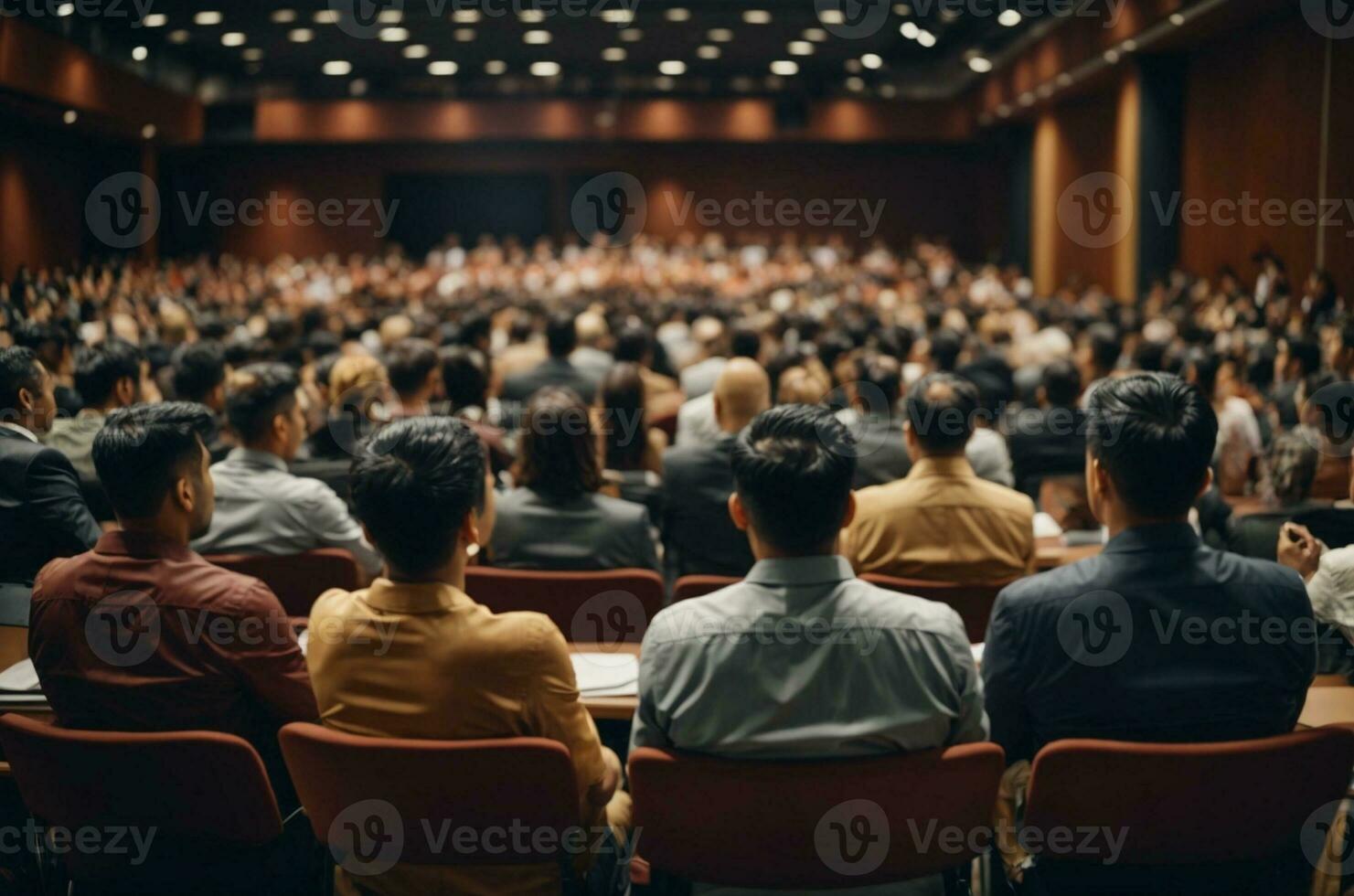 Business and entrepreneurship symposium. Speaker giving a talk at business meeting. Audience in conference hall.AI Generative photo