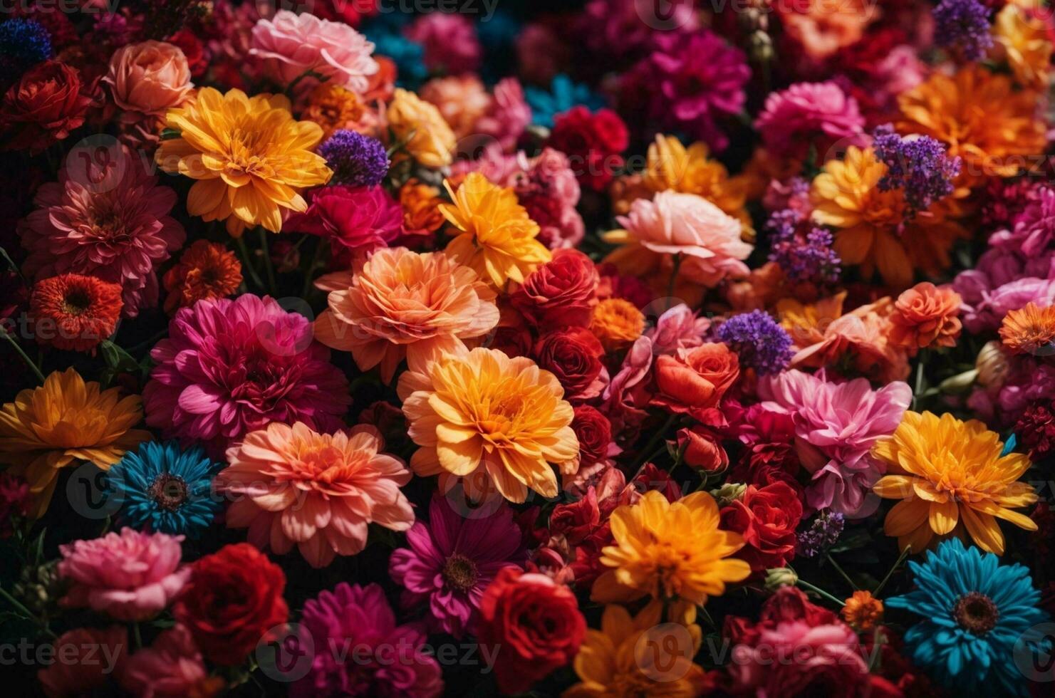 Colorful autumn chrysanthemum flowers as a background. AI Generative photo