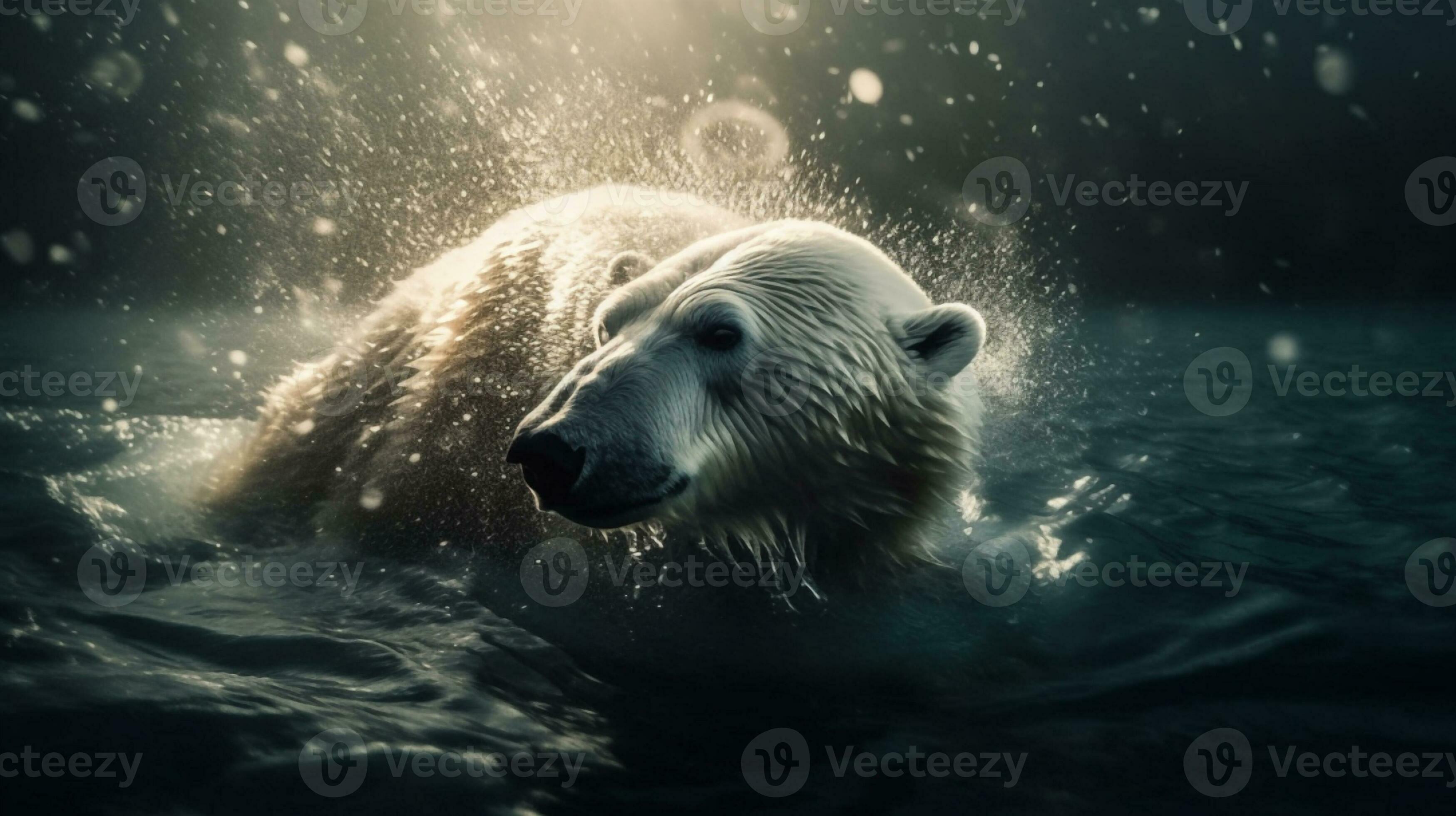 an arctic polar bear as it dives in the sea Generative AI