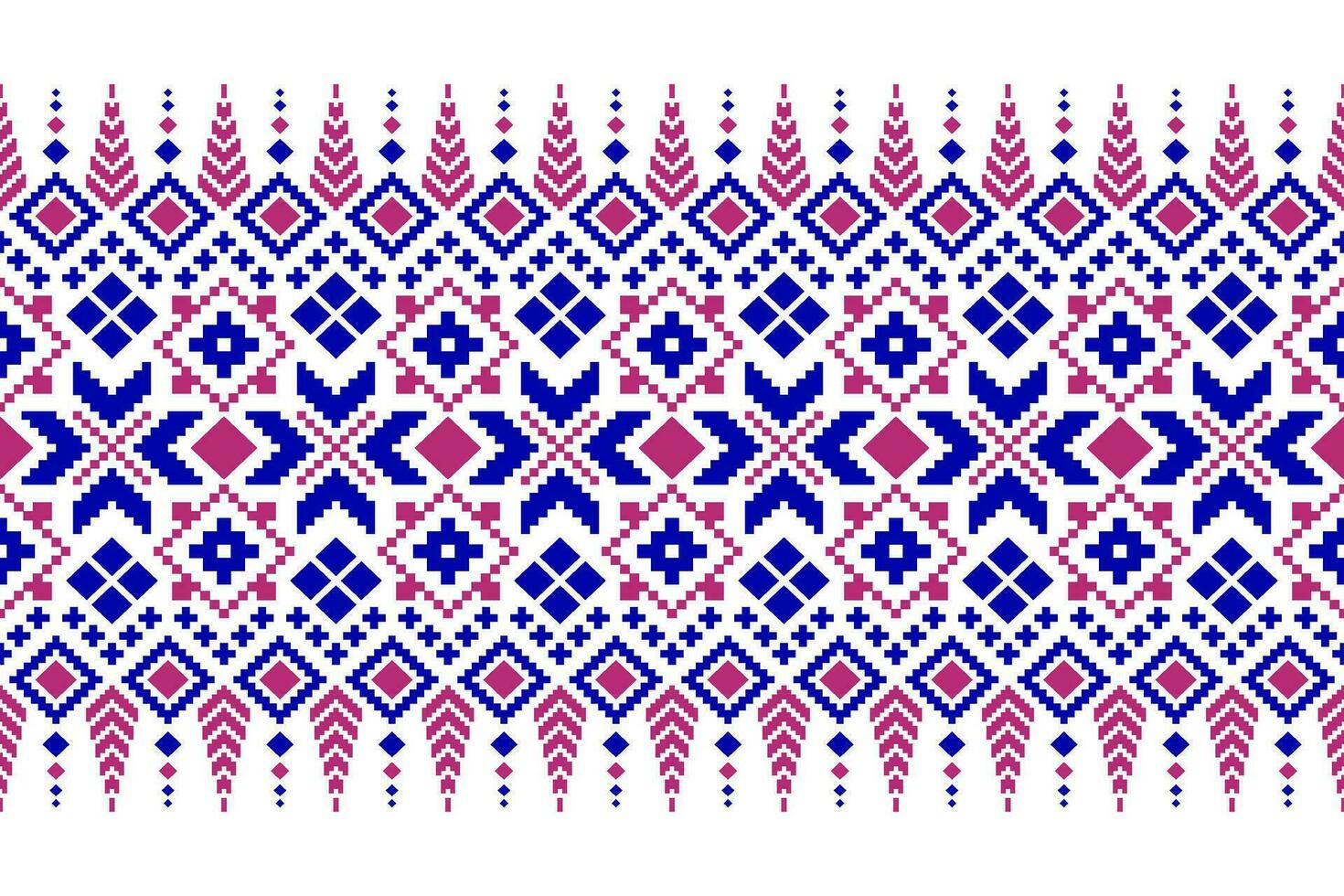 Indigo navy blue geometric traditional ethnic pattern Ikat seamless pattern border abstract design for fabric print cloth dress carpet curtains and sarong Aztec African Indian Indonesian vector