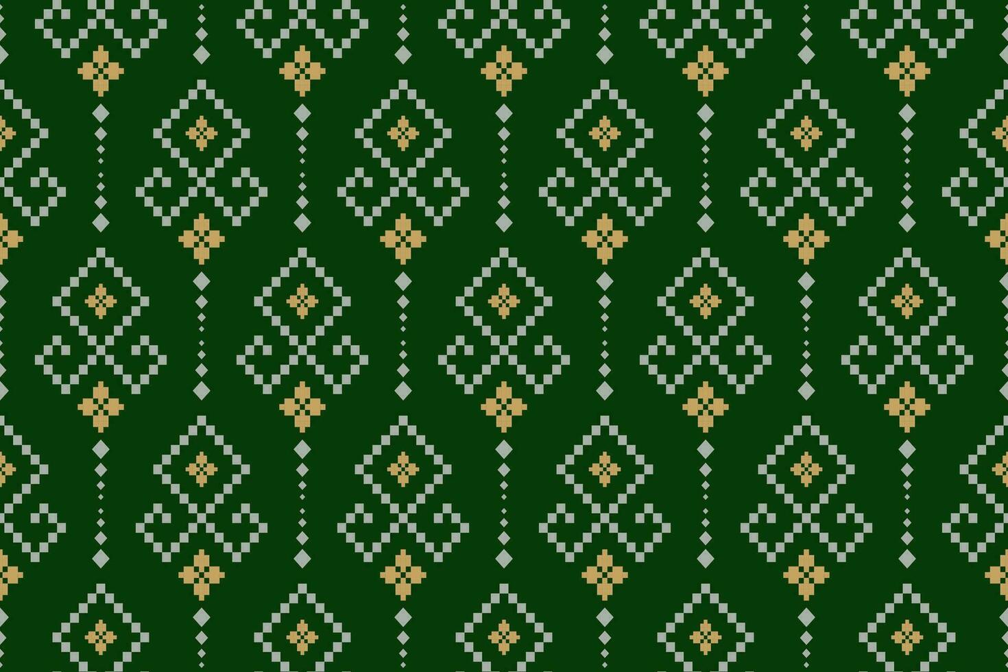 verde cruzar puntada vistoso geométrico tradicional étnico modelo ikat sin costura modelo frontera resumen diseño para tela impresión paño vestir alfombra cortinas y pareo de malasia azteca africano indio indonesio vector